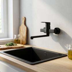 black-wall-mounted-kitchen-faucet-with-sink